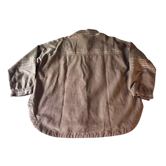 In Loom Vintage Wash Men's S Cider Embroidered Southwestern Long Sleeve Shirt - Picture 4 of 12